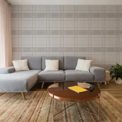 Superfresco Rhea Plaid Grey Rose Gold Wallpaper -Famous Wallpaper Store 12834903 1444833172196106