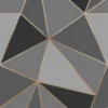 Fresco Apex Geometric Wallpaper - Charcoal & Rose Gold