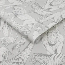 Superfresco Easy Jungle Animals Grey Wallpaper -Famous Wallpaper Store 12841090 8104833227433531