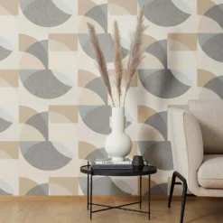 Elle Decoration Geometric Grey Cream Wallpaper -Famous Wallpaper Store 13027930 9044973365084287