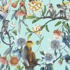 Organic Textures Lemur Turquoise Wallpaper