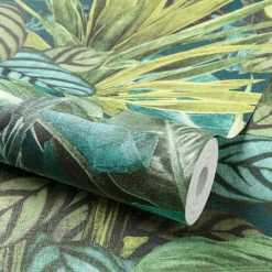 Grandeco Tropical Vista Green Textured Matt Wallpaper -Famous Wallpaper Store 13980246 1524998777237279