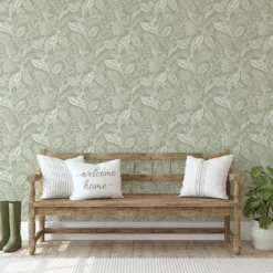 Fresco Artisan Leaf Sage Wallpaper -Famous Wallpaper Store 13991878 9395003725156149